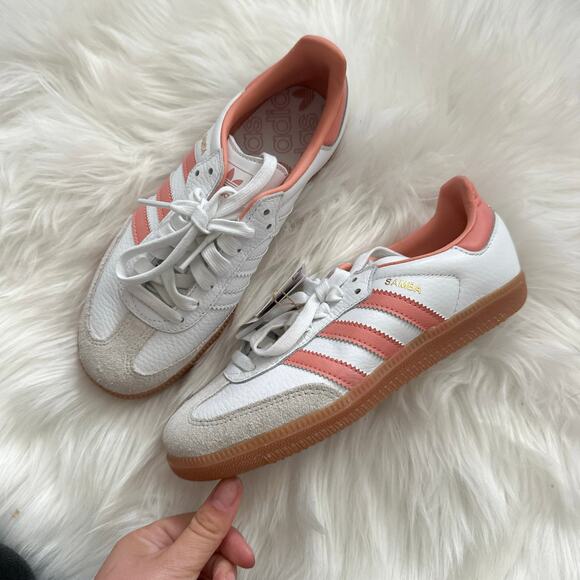 NWT White & Pink Adidas OG Samba Sneakers - Picture 1 of 8